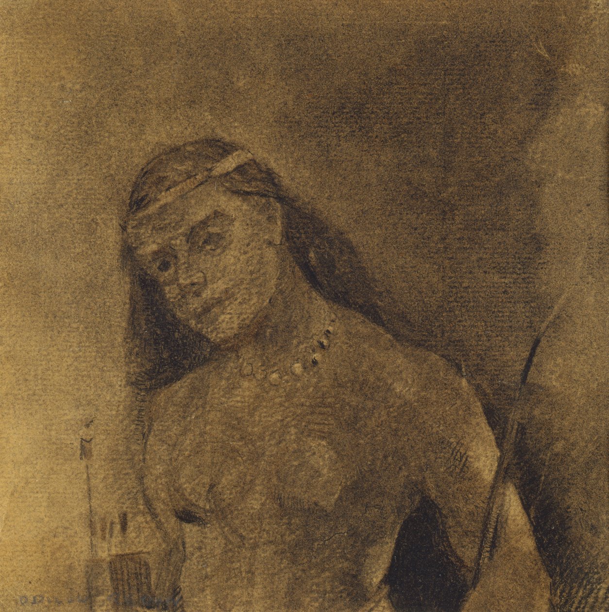 फेमे सॉवेज (जंगली महिला), c.1885-90 (कागज पर लकड़ी का कोयला) द्वारा ओडिलोन रेडन