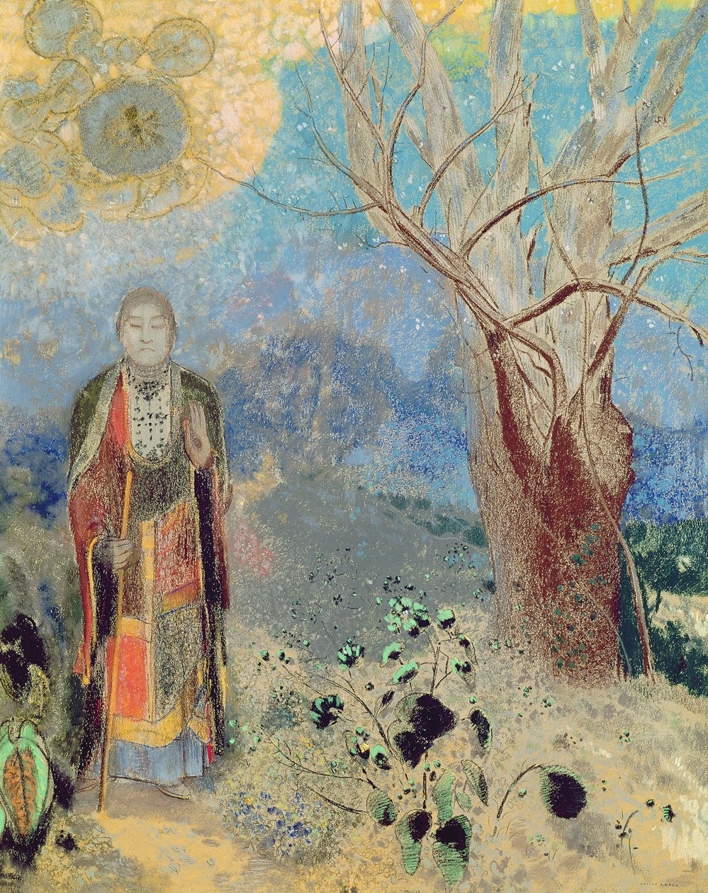 बुद्ध, c.1905 (कागज पर पेस्टल) द्वारा ओडिलोन रेडन