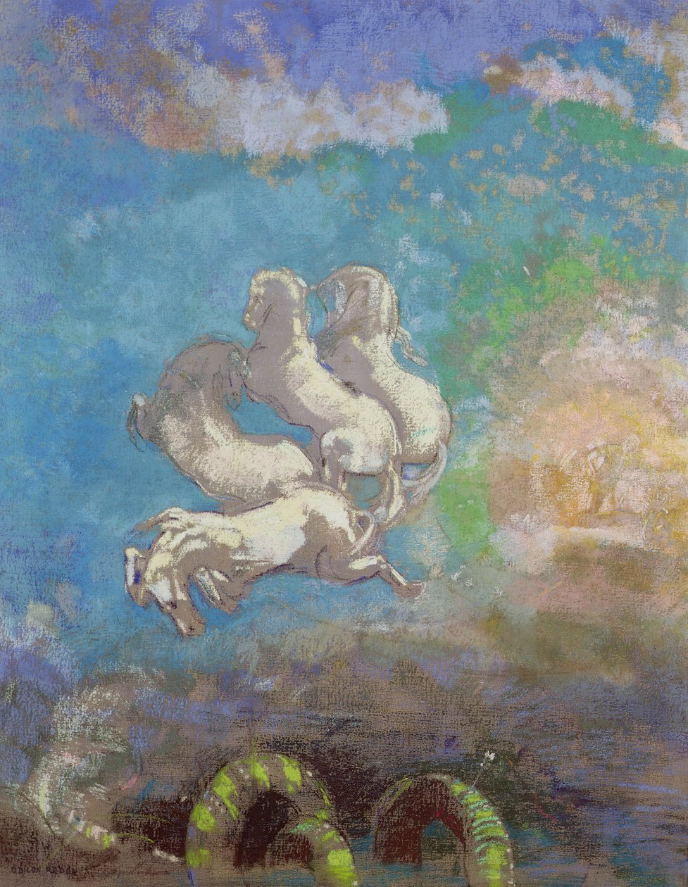 अपोलो का रथ, c.1905-14 (कैनवास पर तेल और पेस्टल) द्वारा ओडिलोन रेडन