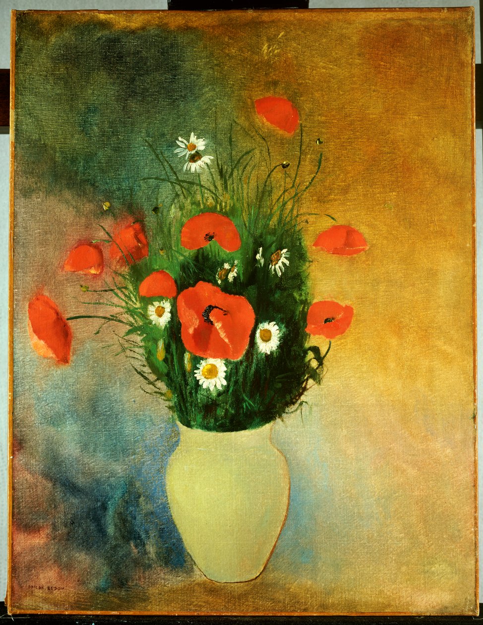 खसखस और Daisies, c.1913 द्वारा ओडिलोन रेडन