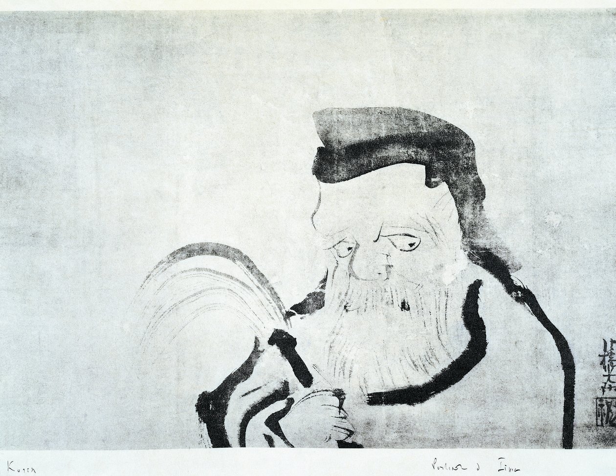 ओगाटा कोरिन (1658-1716), रेशम पर स्याही, जापानी सभ्यता, ईदो काल द्वारा चित्रित वृद्ध व्यक्ति का चित्र द्वारा ओगाटा कोरिन