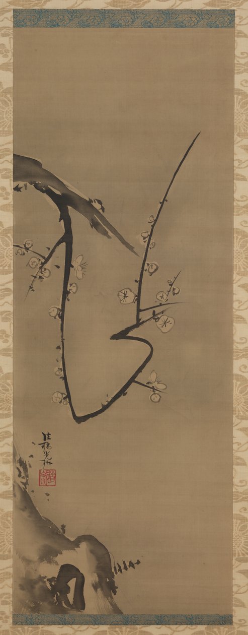 प्रूनस, हैंगिंग स्क्रॉल, c.1700 (रेशम पर स्याही) द्वारा ओगाटा कोरिन