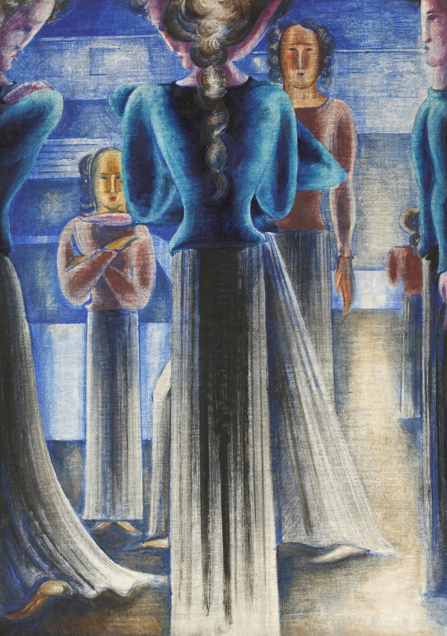 नीली महिलाओं का समूह, 1931। द्वारा ऑस्कर श्लेमर
