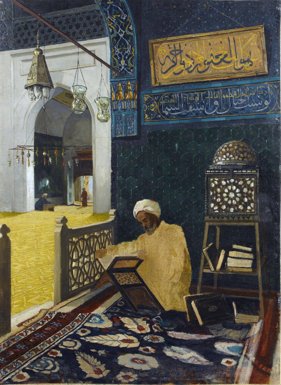 कुरान का पाठ - Peinture de Osman Hamdi Bey द्वारा उस्मान हम्दी ब्यो