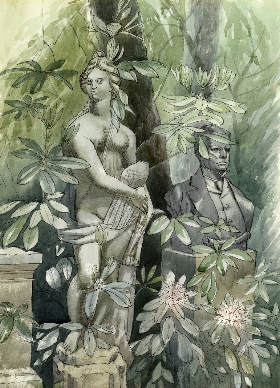 डायना एंड द स्टेट्समैन, c.1960 (wc पेपर पर) द्वारा ओसमंड काइन