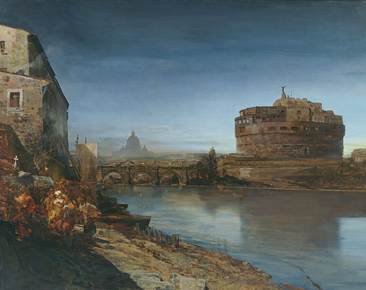1882 के डस्क में Castel Sant &39;एंजेलो द्वारा ओसवाल्ड अचेनबैक
