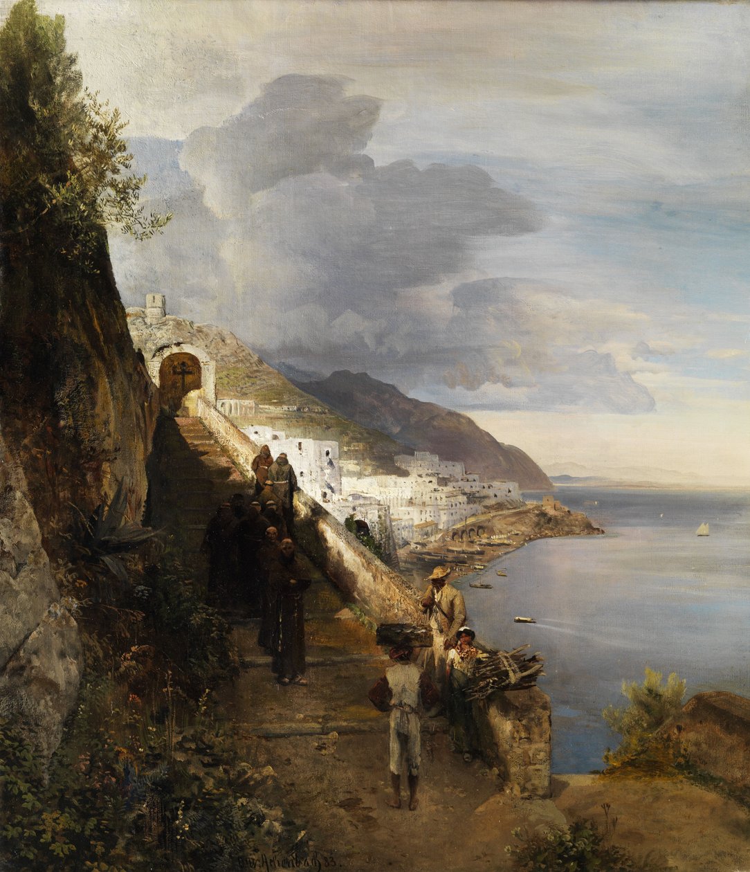 Kazzinerkloster सीढ़ियों के साथ Amalfi का तट द्वारा ओसवाल्ड अचेनबैक