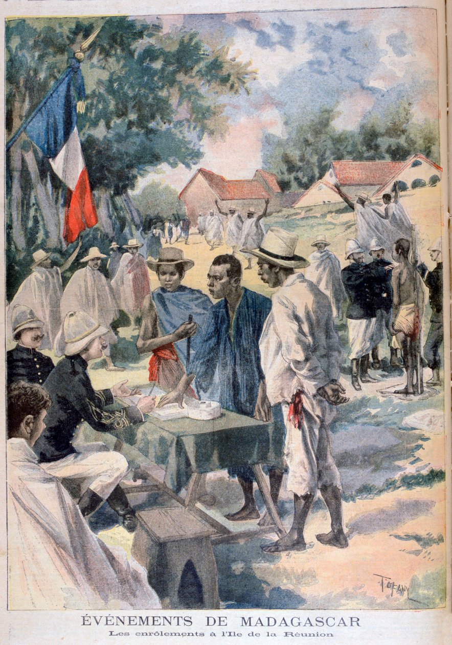 1895 में ला रीयूनियन द्वीप पर मूल निवासियों को सूचीबद्ध करना द्वारा ओसवाल्डो टोफानी