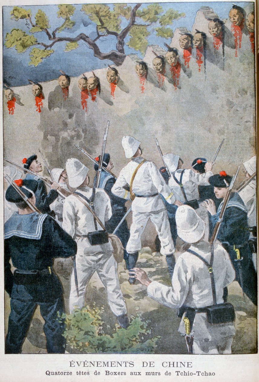 टॉचियो-टचाओ, चीन, 1900 की दीवारों पर बॉक्सर्स के चौदह सिर द्वारा ओसवाल्डो टोफानी