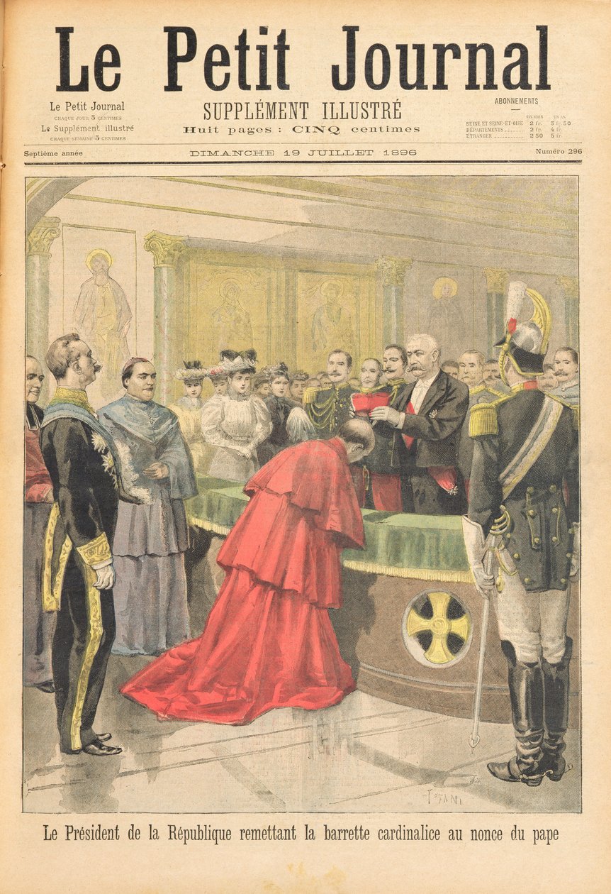 एपोस्टोलिक nuncio, फ्रांसीसी गणतंत्र, लाल पेटिट जर्नल, 19 जुलाई 1896 से राष्ट्रपति से लाल टोपी प्राप्त कर रहा था द्वारा ओसवाल्डो टोफानी