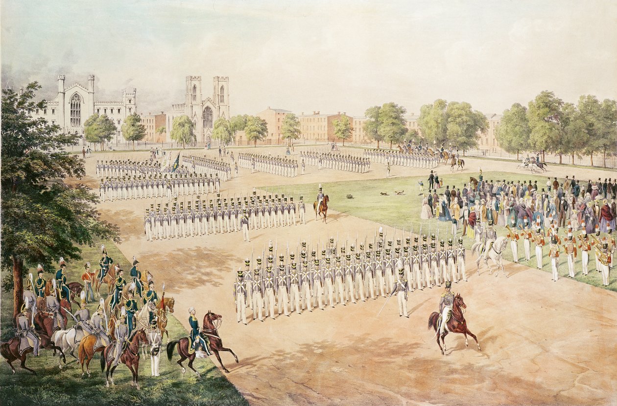 सी। गिल्डमिस्टर, 1852 द्वारा उत्कीर्ण 7 वीं रेजिमेंट एनवाईएसएम के राष्ट्रीय संरक्षक द्वारा ओटो बाथिचेर