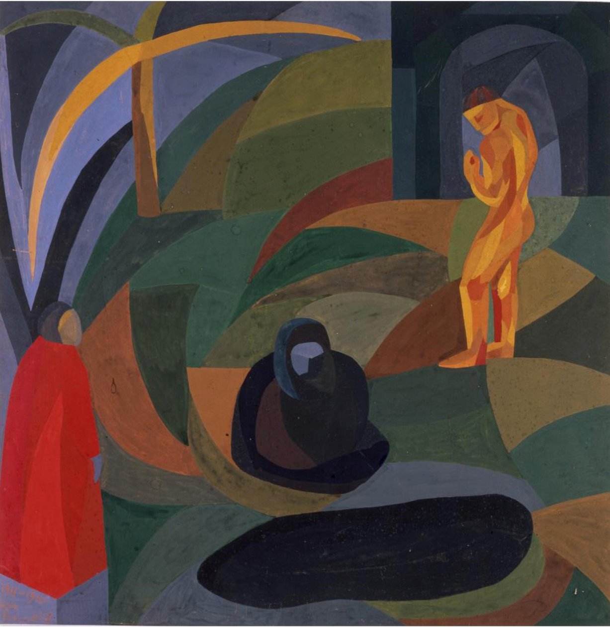 तीन आकृतियों वाली रचना, 1911-1941। द्वारा ओटो फ्रायंडलिच