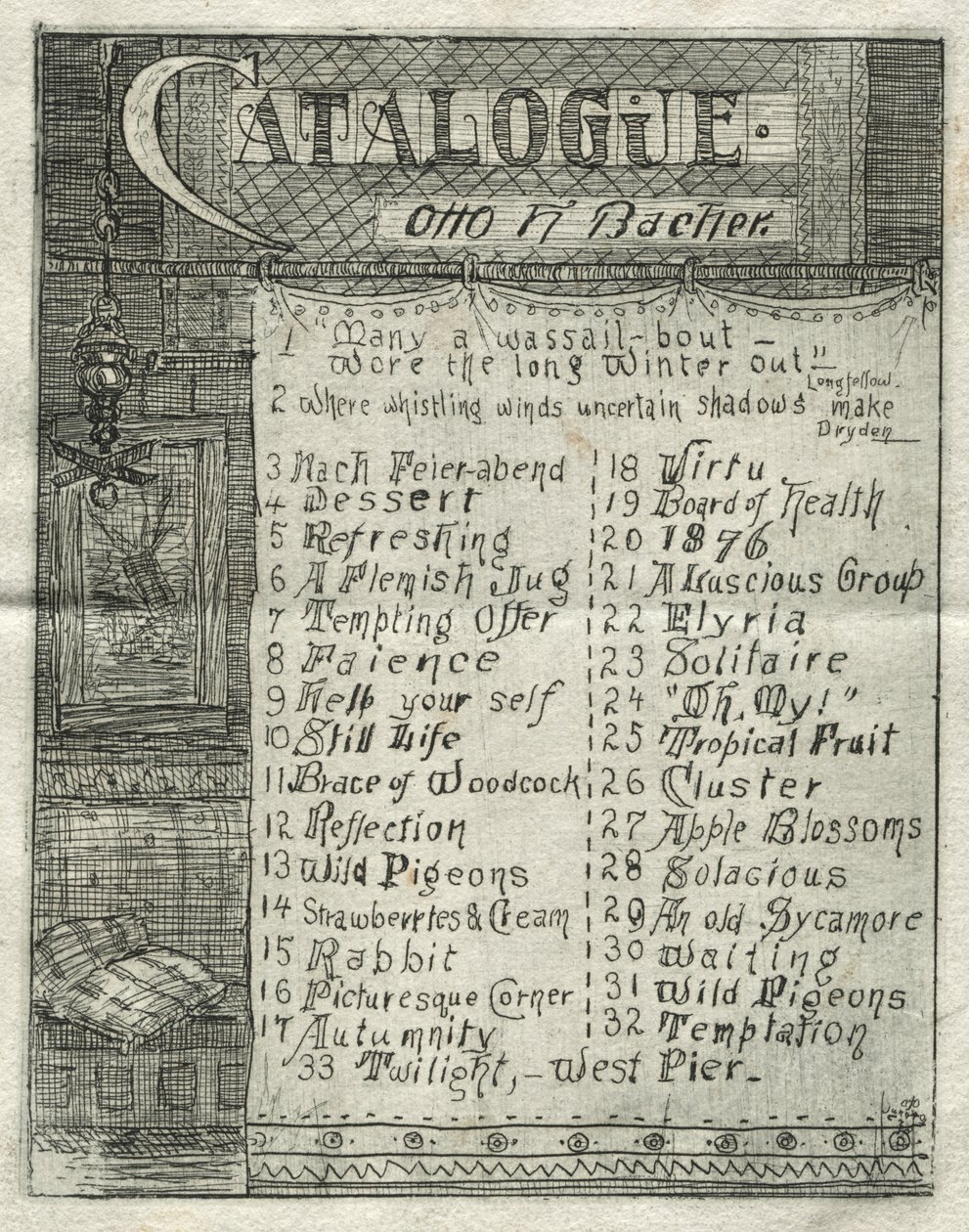 कैटलॉग, 1878। द्वारा ओटो एच. बाचेर