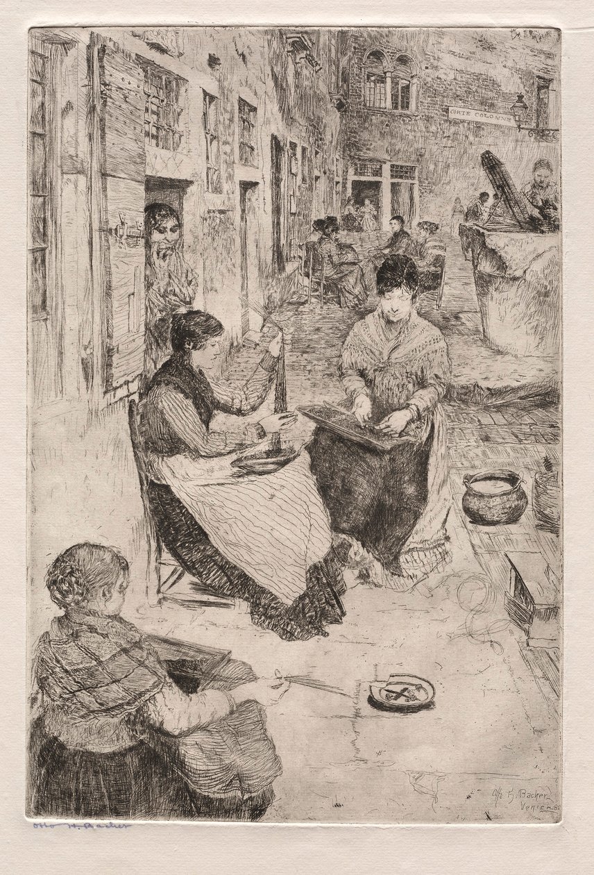 एशिंग्स ऑफ़ वेनिस: बीड स्ट्रिंगर्स, 1882। द्वारा ओटो एच. बाचेर