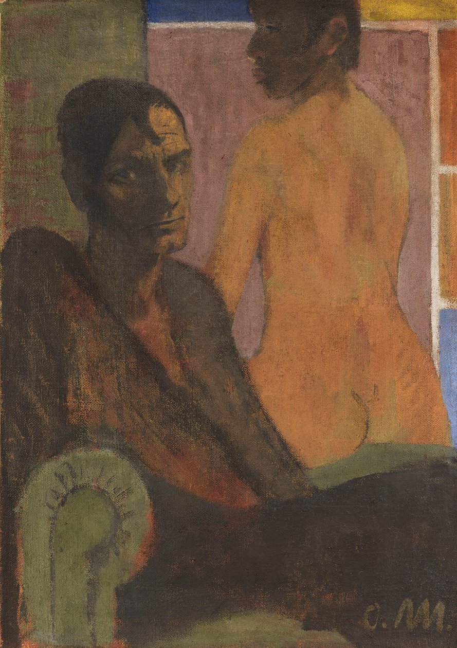 सेल्फ-पोर्ट्रेट विथ बैक एक्ट, सीए 1929। द्वारा ओटो मुलर