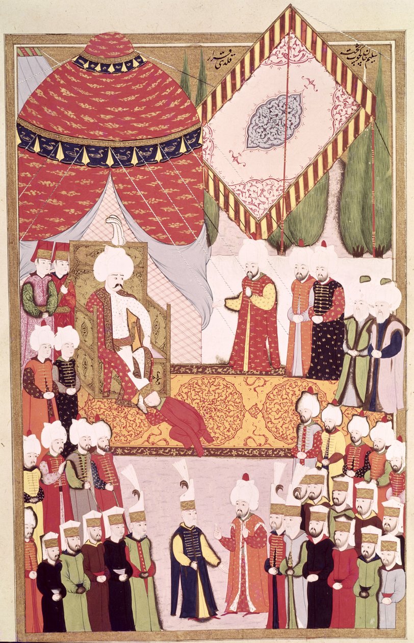 लोकमैन द्वारा &39;हंटरनाम&39; से सुल्तान सेलिम I (1466-1520) का राज्याभिषेक द्वारा ओटोमन स्कूल