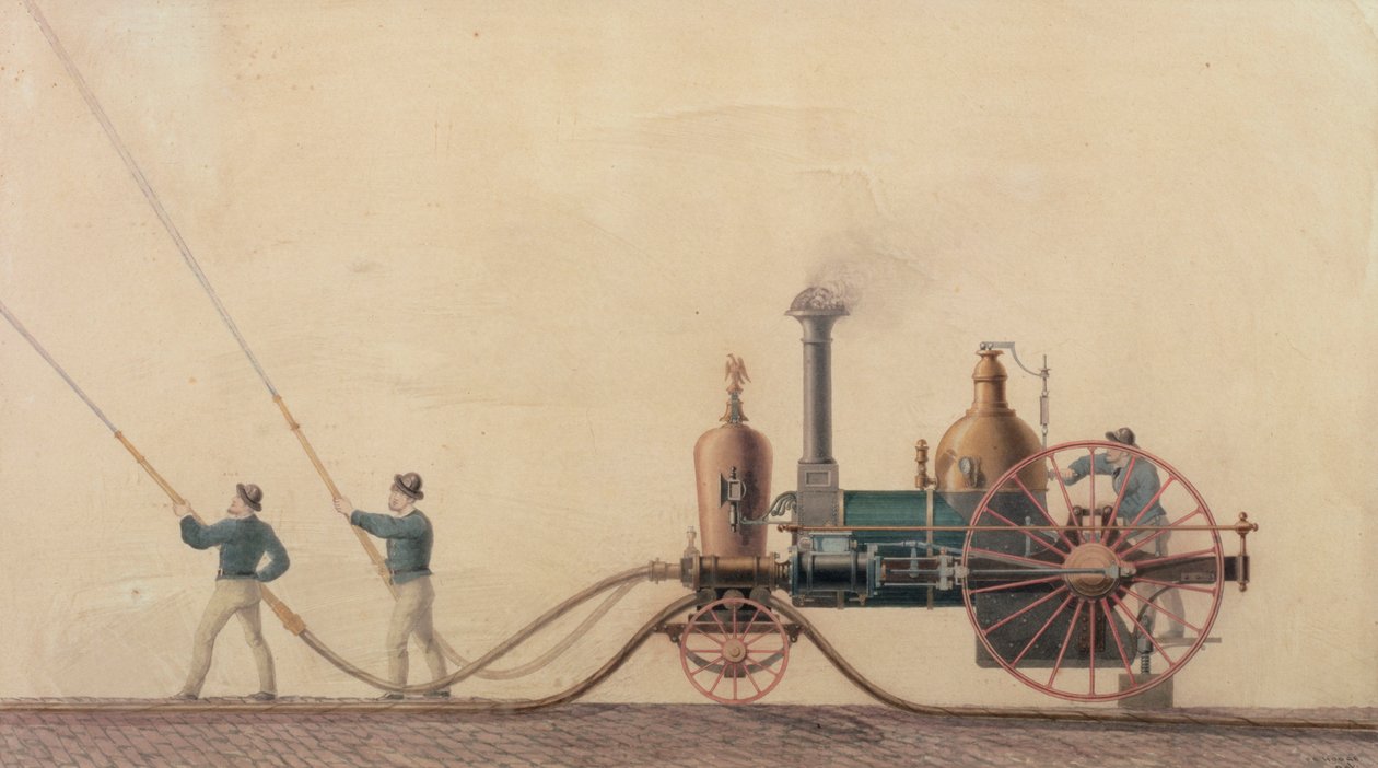 1841, 1865 में संयुक्त राज्य अमेरिका में इस्तेमाल होने वाला पहला वाष्प फायर इंजन द्वारा पीआर हॉज