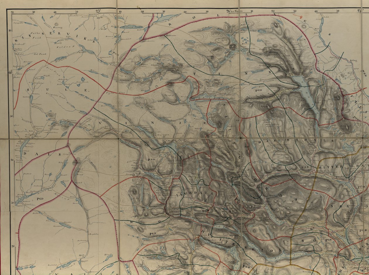 राष्ट्रीय पुस्तकालय के मानचित्र संग्रह से मानचित्र। नक्शा हस्त चिह्न (1846 के बाद) में प्रकाशित होता है और टेलीमार्क दिखाता है द्वारा पीए मुंच