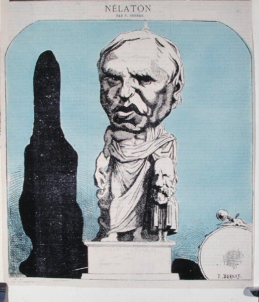 अगस्टे नेलाटन का कैरिकेचर (1807-73) c.1870 (रंगीन उत्कीर्णन) द्वारा पी। बर्नय