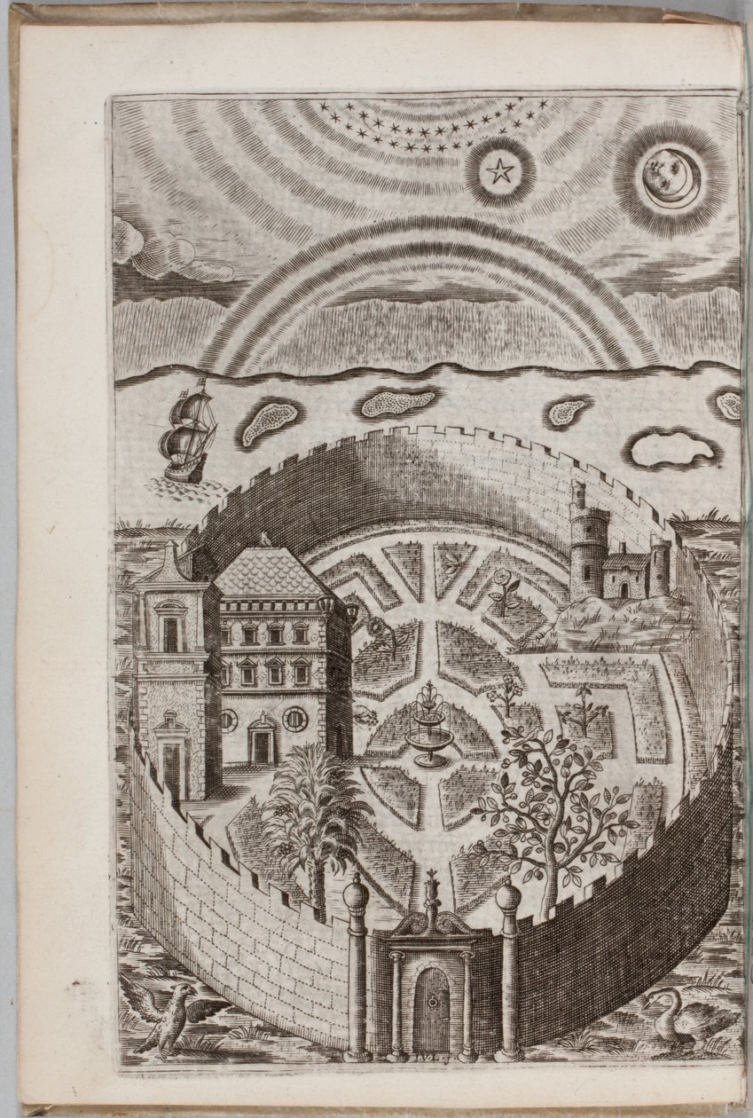 हेनरी हॉकिन्स, 1633 द्वारा "पार्थेनिया सैक्रा: या द मिस्टीरियस एंड द बेलीज़र्ड गार्डन ऑफ़ द सेक्युलर पार्थीनेस द सिम्बल ऑफ़ फोर्थ एंड एनरिचर्ड विद पियरी डिवाइसेस एंड द एंटरटेनमेंट फ़ॉर द एंटरटेनमेंट ऑफ़ द डेवआउट सोल्स"। द्वारा पी। वैन लैंगरन