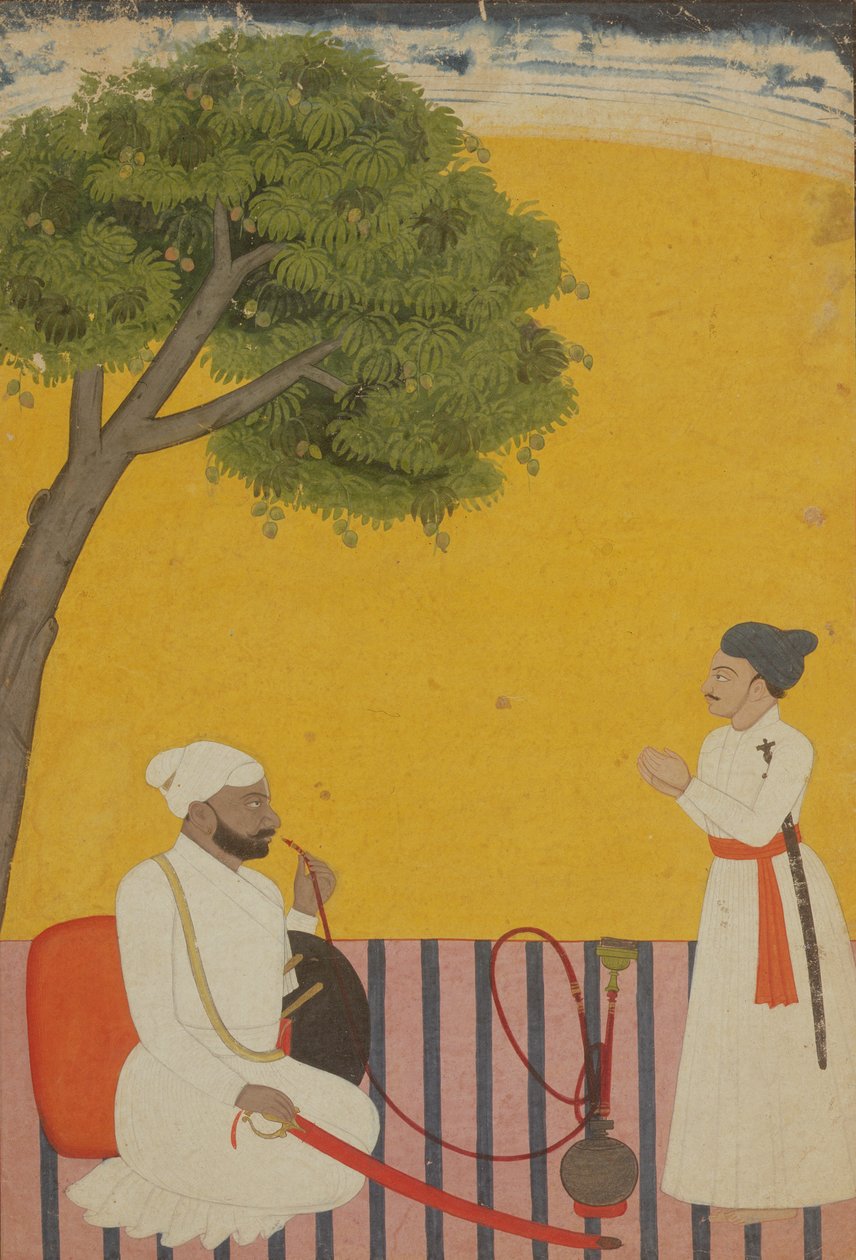 एक राजकुमार का चित्रण, जम्मू, कश्मीर, 1760 द्वारा पहाड़ी स्कूल