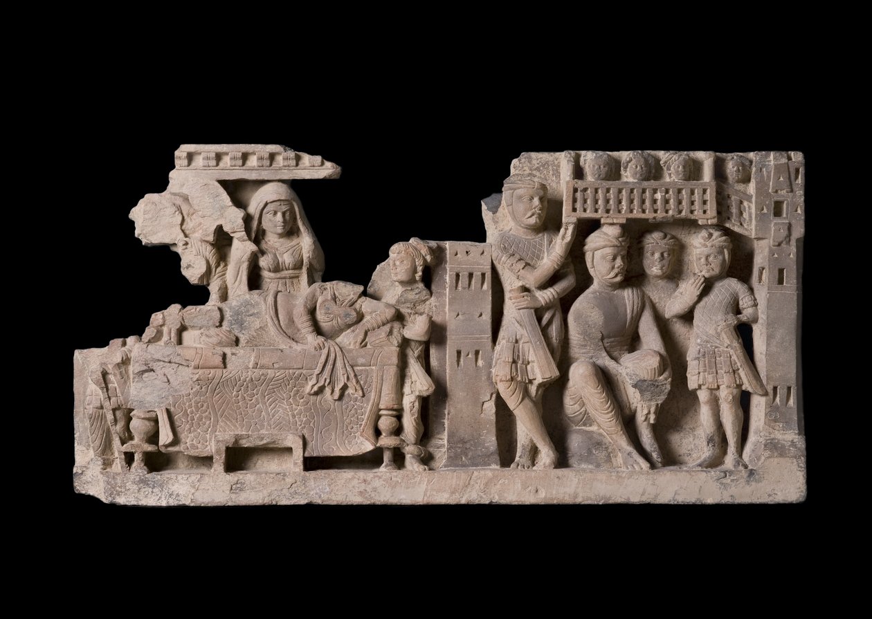 रानी माया के सपने को दर्शाती राहत पैनल, गांधार क्षेत्र (विद्वान) द्वारा पाकिस्तानी स्कूल