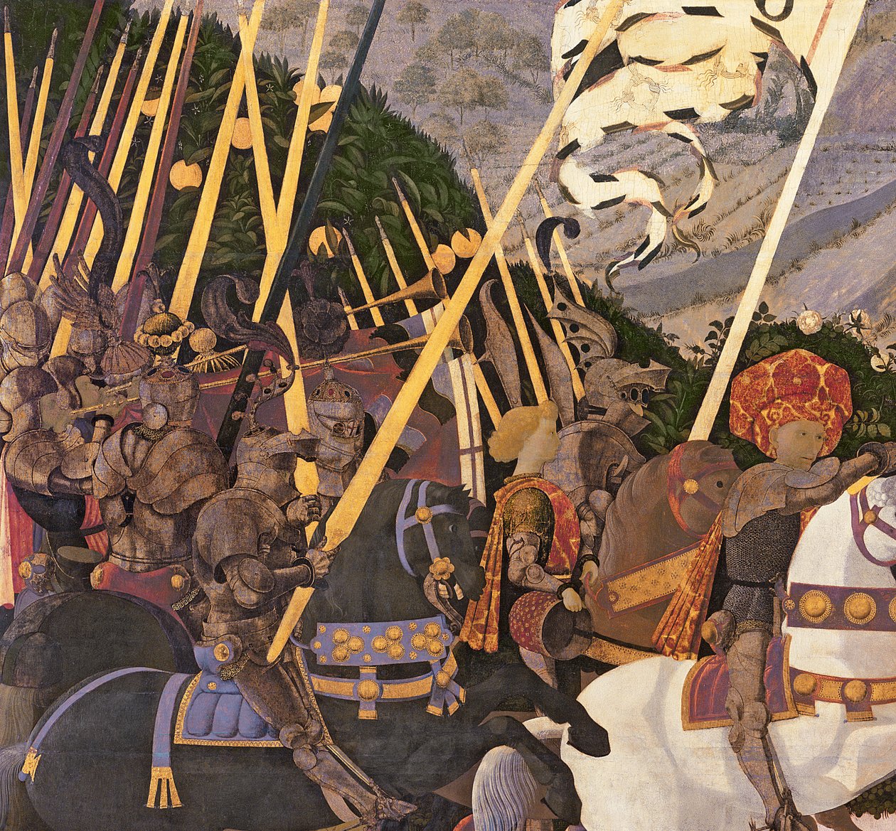 30690 के पैनल विस्तार पर सैन रोमानो की लड़ाई, c.1450-60 टेम्परा द्वारा पाओलो उकेलो