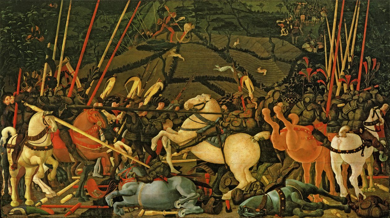 1432 में सैन रोमानो की लड़ाई, c.1456 (पैनल पर टेम्पा) (162335 भी देखें) द्वारा पाओलो उकेलो