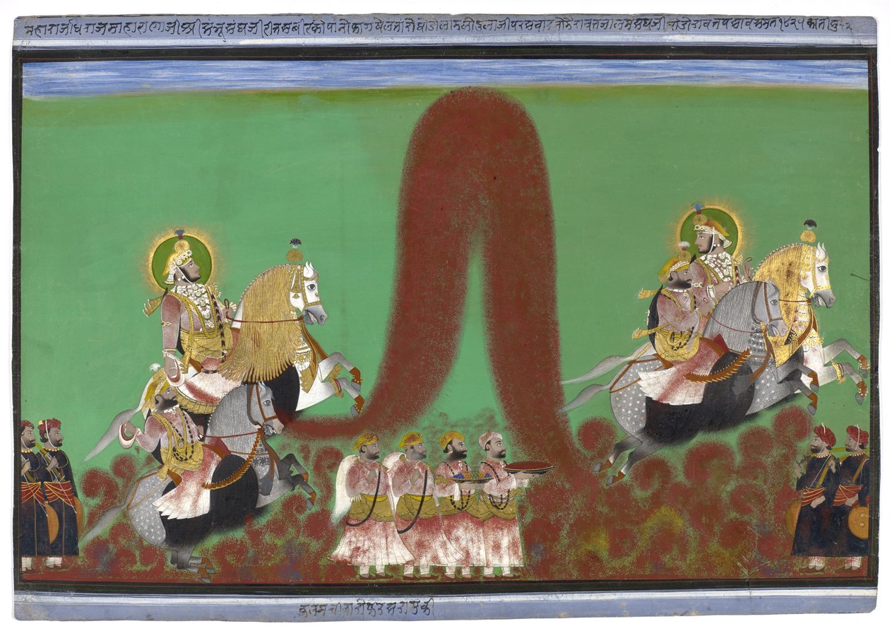 मेवाड़ की महाराणा शंभु सिंह होली, 1868-69 (कागज पर सोने के साथ गौचे) द्वारा परशुराम परशुराम