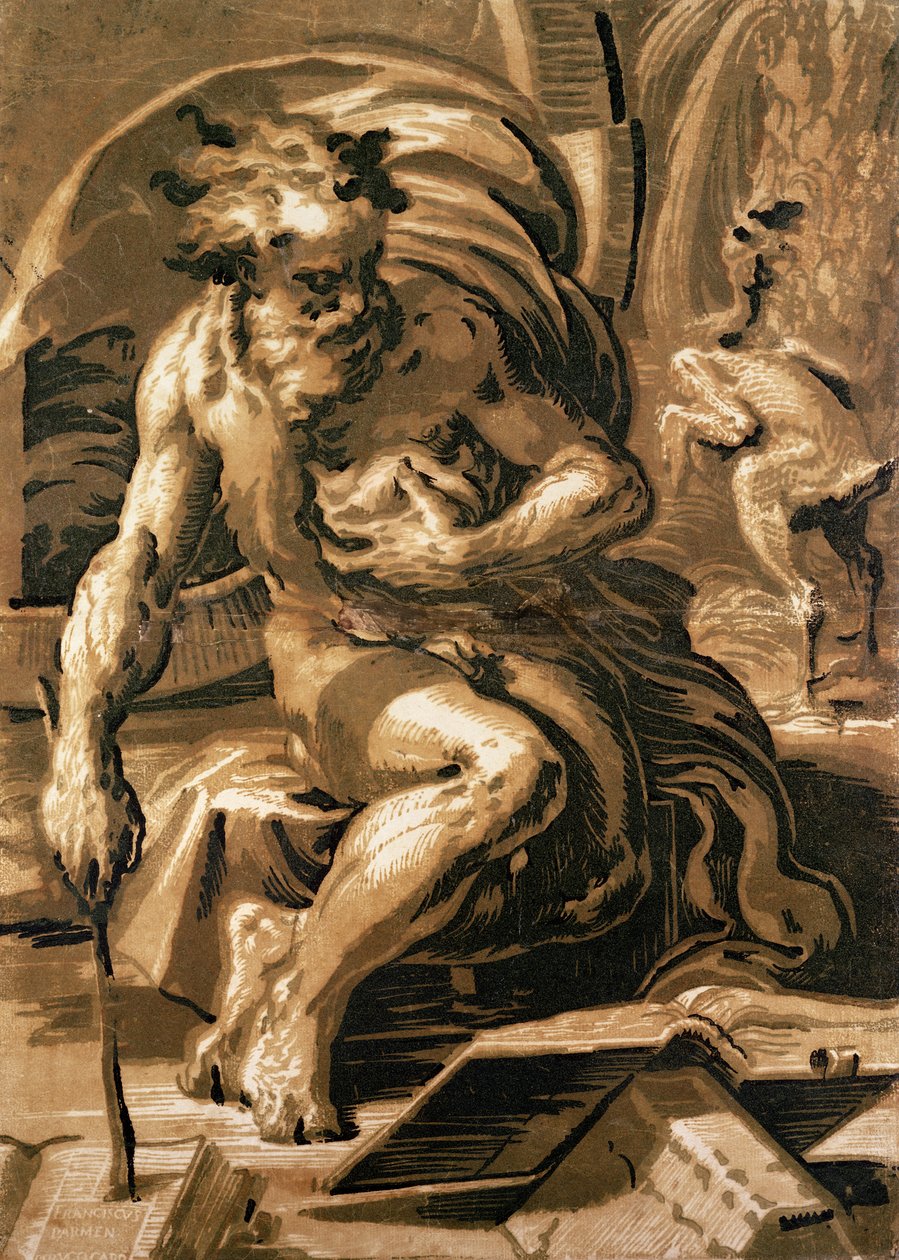 डायोजनीज, उगो दा कारपी (147080-1532) (chiaroscuro woodcut) द्वारा उकेरा गया द्वारा Parmigianino