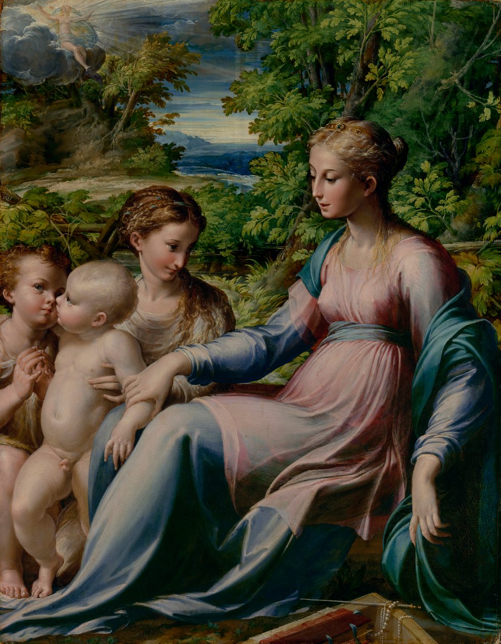 वर्जिन और बाल सेंट जॉन द बैपटिस्ट और मैरी मैग्डलीन के साथ द्वारा Parmigianino