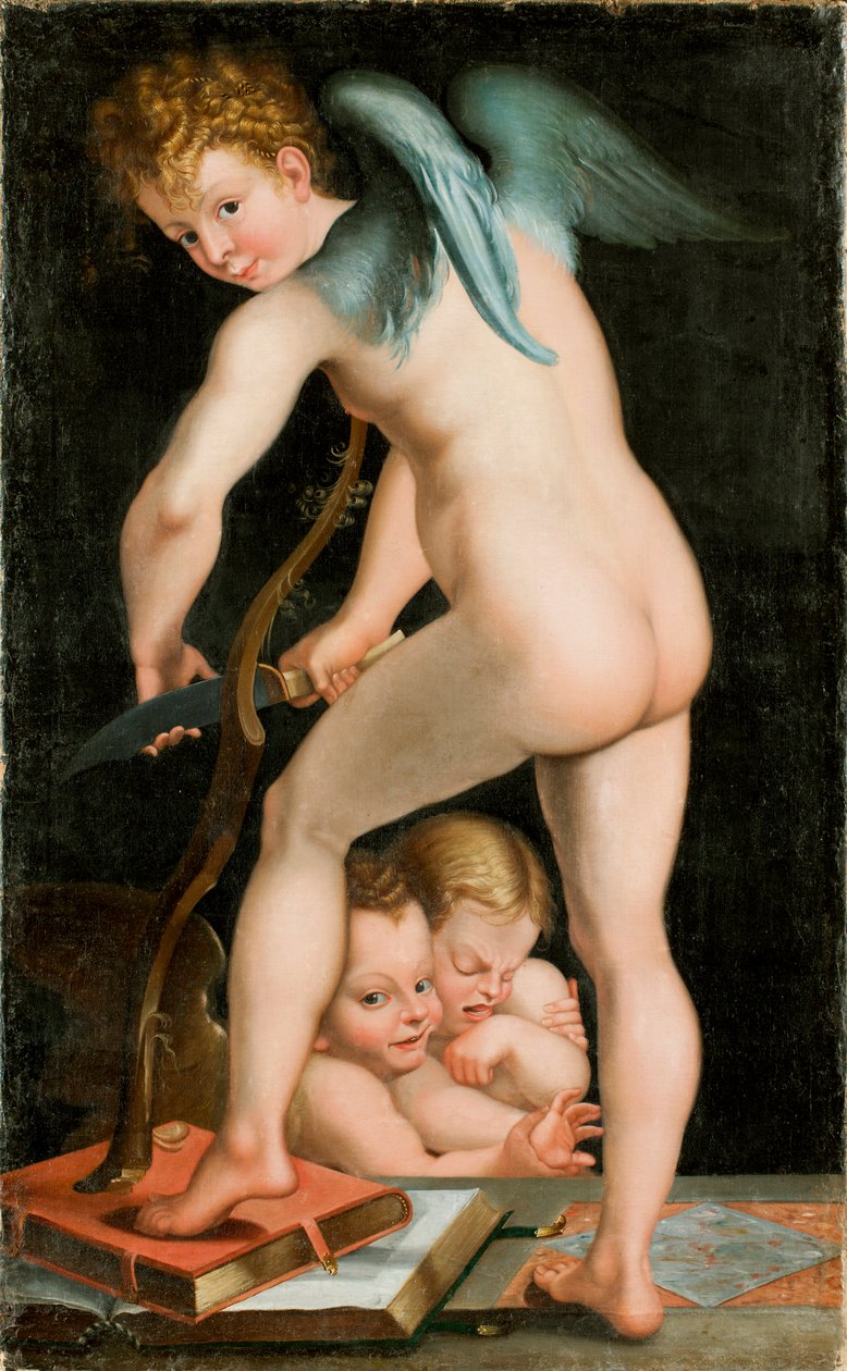 1534 से 1540 के बीच बो-नक्काशी कामदेव। द्वारा Parmigianino