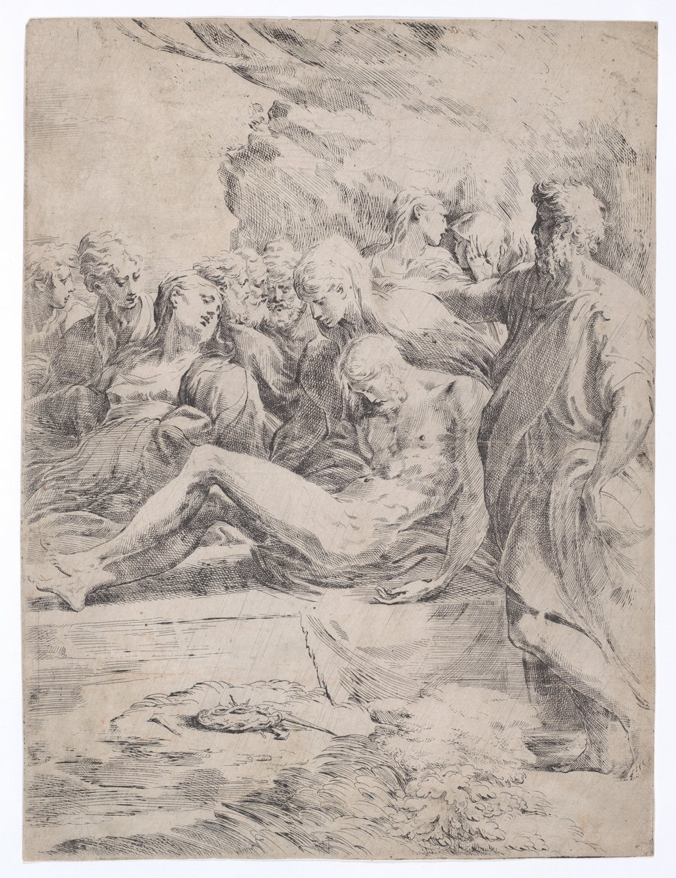 बायीं ओर मुख वाली कब्र, 1529-1530., 1529-1530। द्वारा Parmigianino