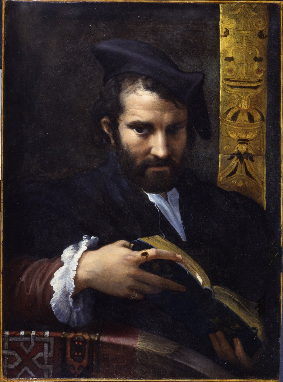 एक किताब के साथ एक आदमी का पोर्ट्रेट, 1524 सीए। द्वारा Parmigianino