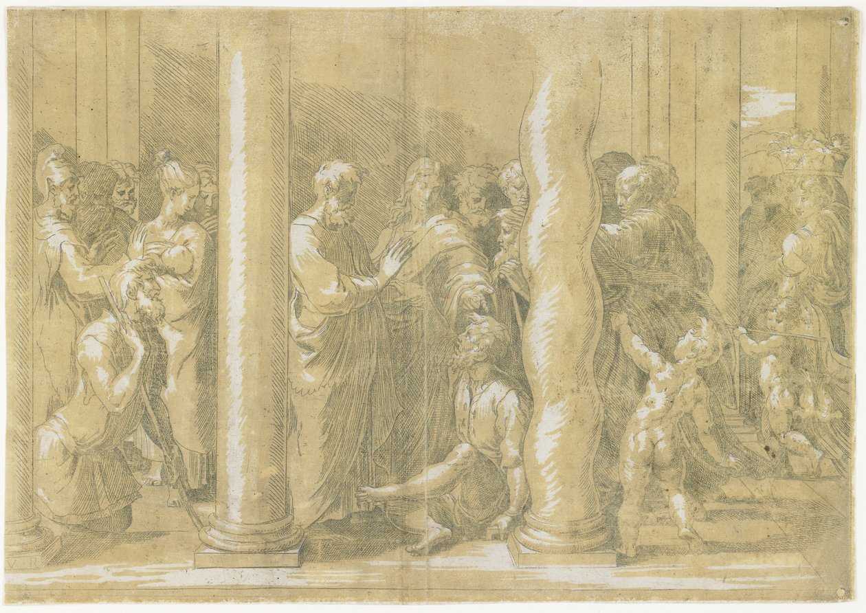 सेंट्स पीटर और जॉन हीलिंग द सिक द गेट्स ऑफ द टेम्पल, सी। 1530 द्वारा Parmigianino