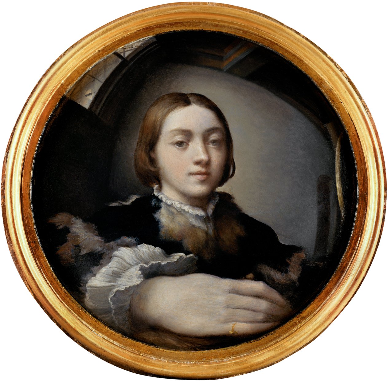 1524 में एक उत्तल दर्पण में सेल्फ-पोर्ट्रेट द्वारा Parmigianino