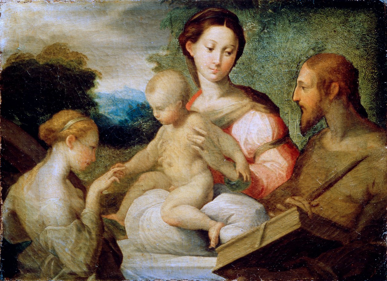 1520 के अंत में, संत कैथरीन की रहस्यमय शादी द्वारा Parmigianino