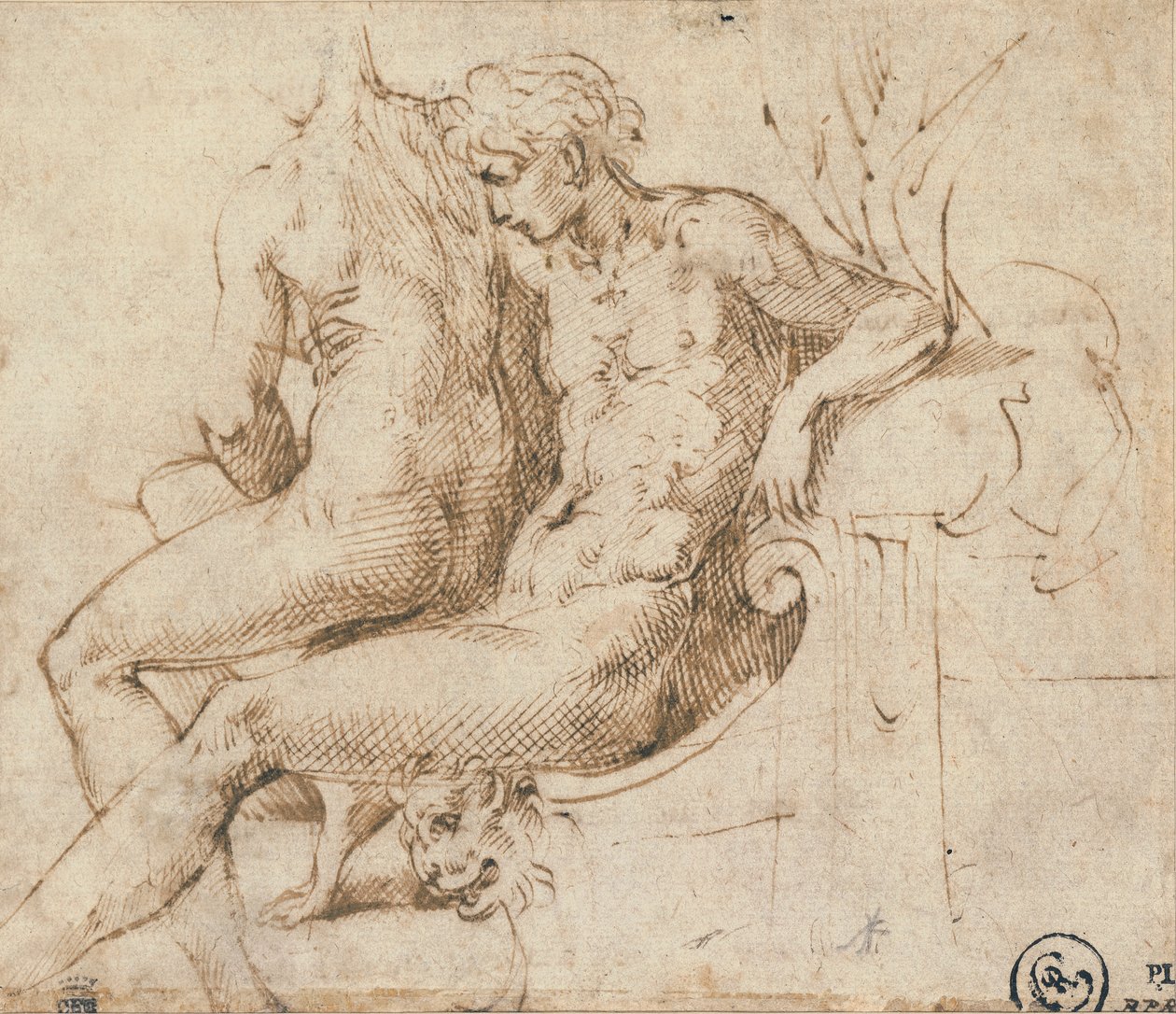 दो प्रेमी एक सोफे पर बैठे द्वारा Parmigianino