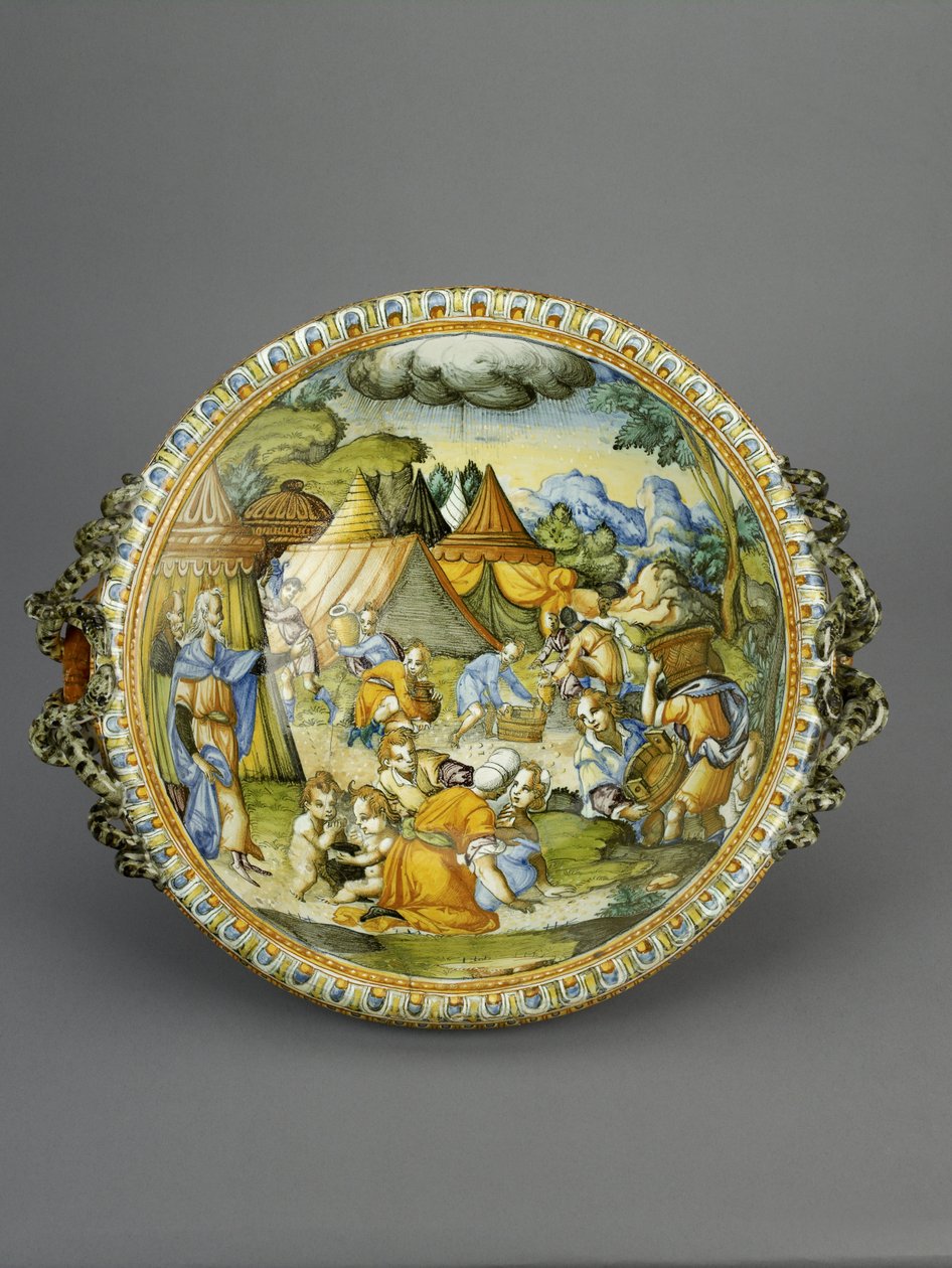मैना के गैदरिंग के साथ बेसिन, शायद अर्बिनो, c.1600-20 (maiolica) द्वारा पाटनाज़ी कार्यशाला