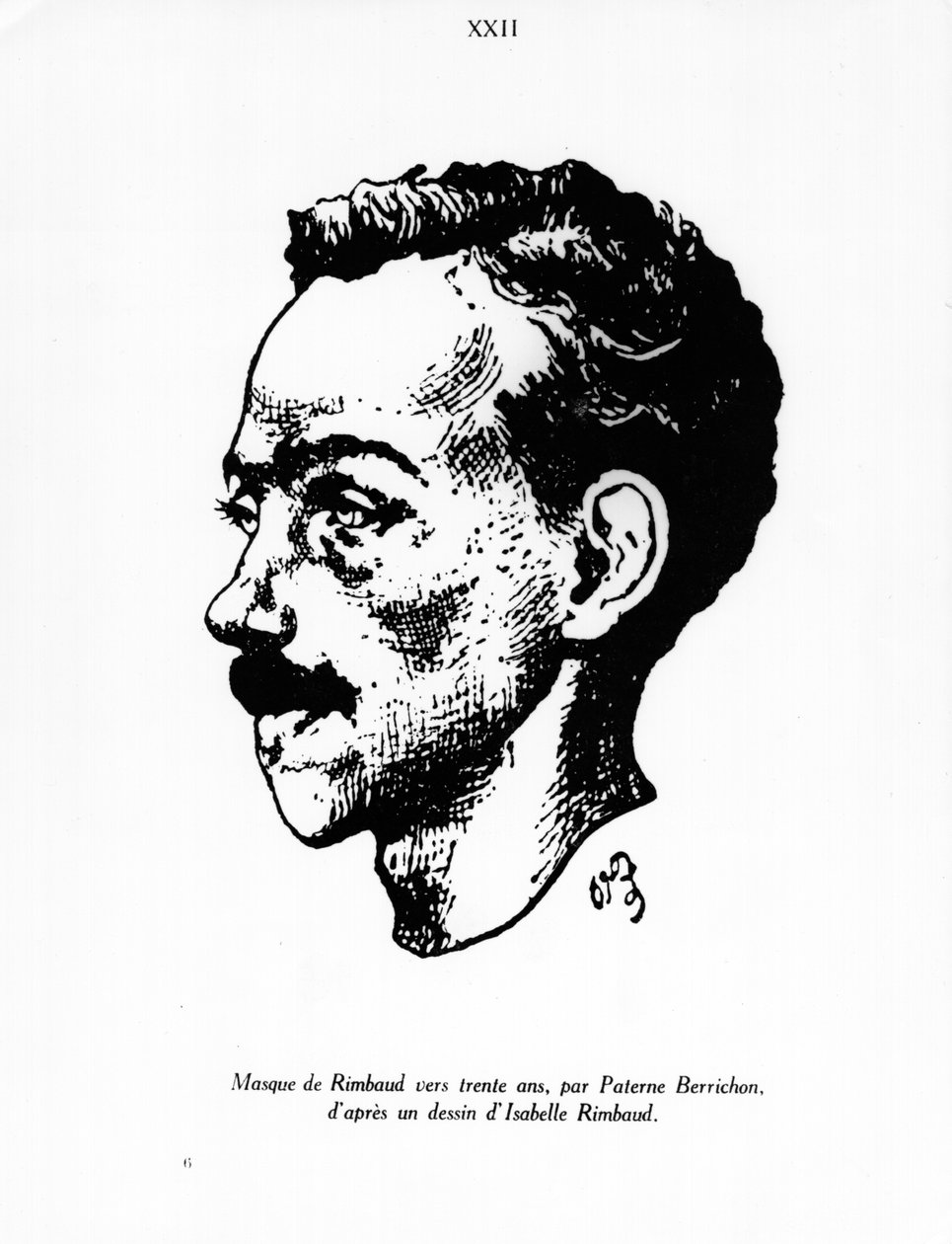 1891 के बाद इसाबेल रिंबाउद (b.1860) द्वारा ड्राइंग के बाद बने आर्थर रिंबाउड (1854-91) का चित्र द्वारा पटेरने बेरिचोन