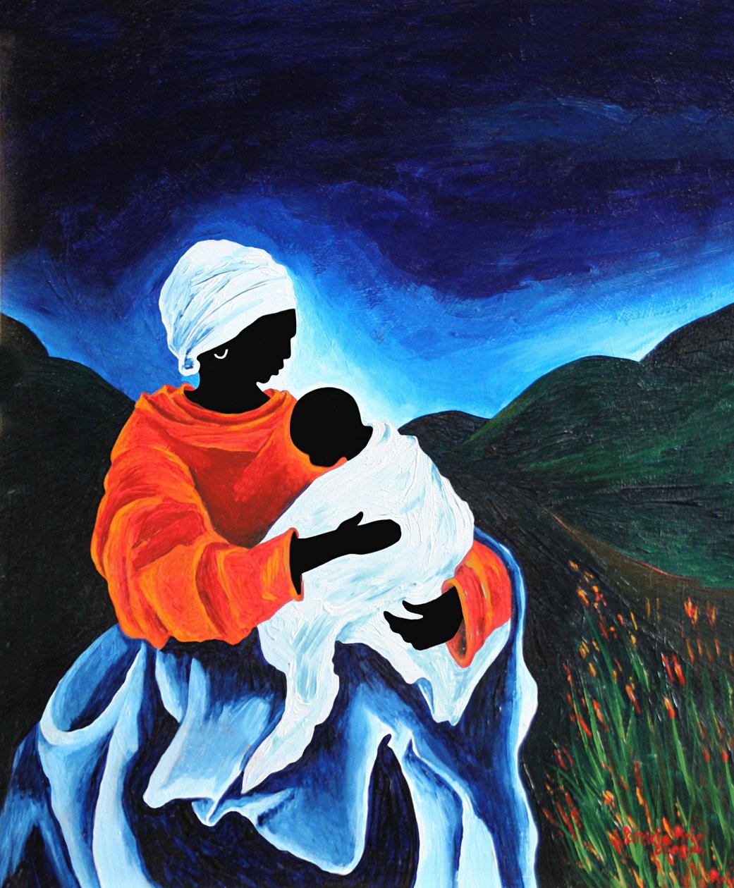 मैडोना और बच्चे - लोलाबे, 2008 (लकड़ी पर एक्रिलिक) द्वारा पेट्रीसिया Brintle