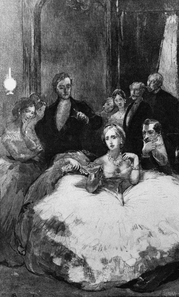 डैनियल डुंगलास होम, महारानी यूजनी के रूमाल को गढ़ने के लिए हाथ मिलाते हुए, येलिंग रामबुड द्वारा &39;फोर्स साइकिक&39; का चित्रण, फ्लोरियन द्वारा प्रकाशित प्रिंट, 1889 प्रकाशित द्वारा पॉल अल्बर्ट बेसनार्ड