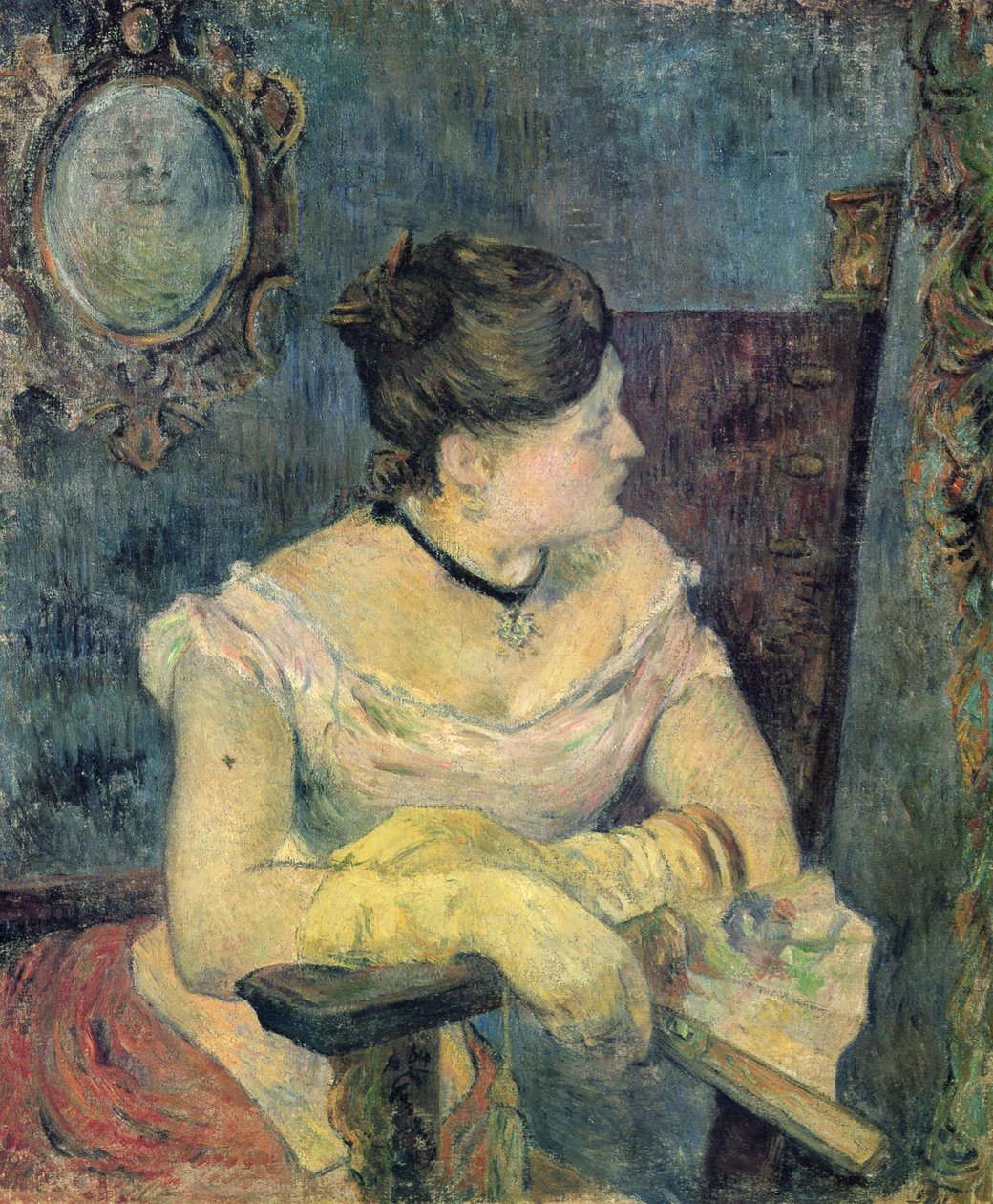 शाम की पोशाक में Mme Gauguin का चित्र द्वारा पॉल गाउगिन