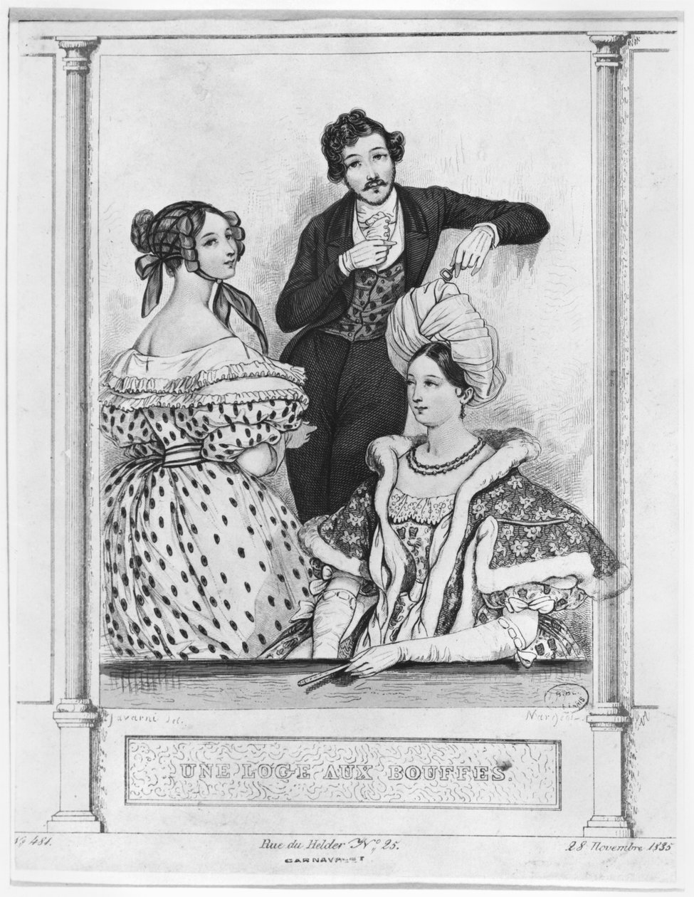 ब्यून्स में एक थिएटर बॉक्स, जीन डेनिस नरगोट (b.1795) द्वारा उत्कीर्ण 28 नवंबर 1835 द्वारा पॉल गवरानी