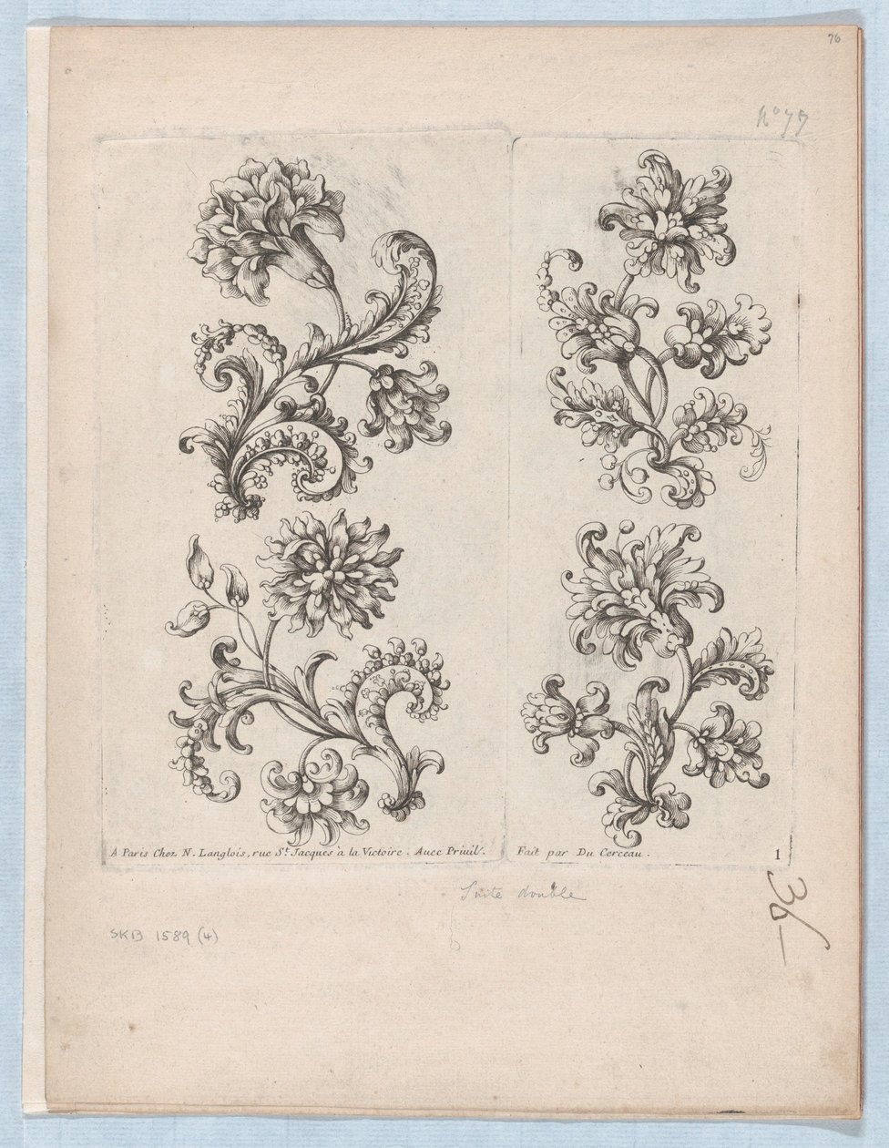 छोटे फूलों की आकृतियों की श्रृंखला, प्लेट 1, सीए। 1670-85., सीए. 1670-85. द्वारा पॉल एंड्रॉएट डू Cerceau