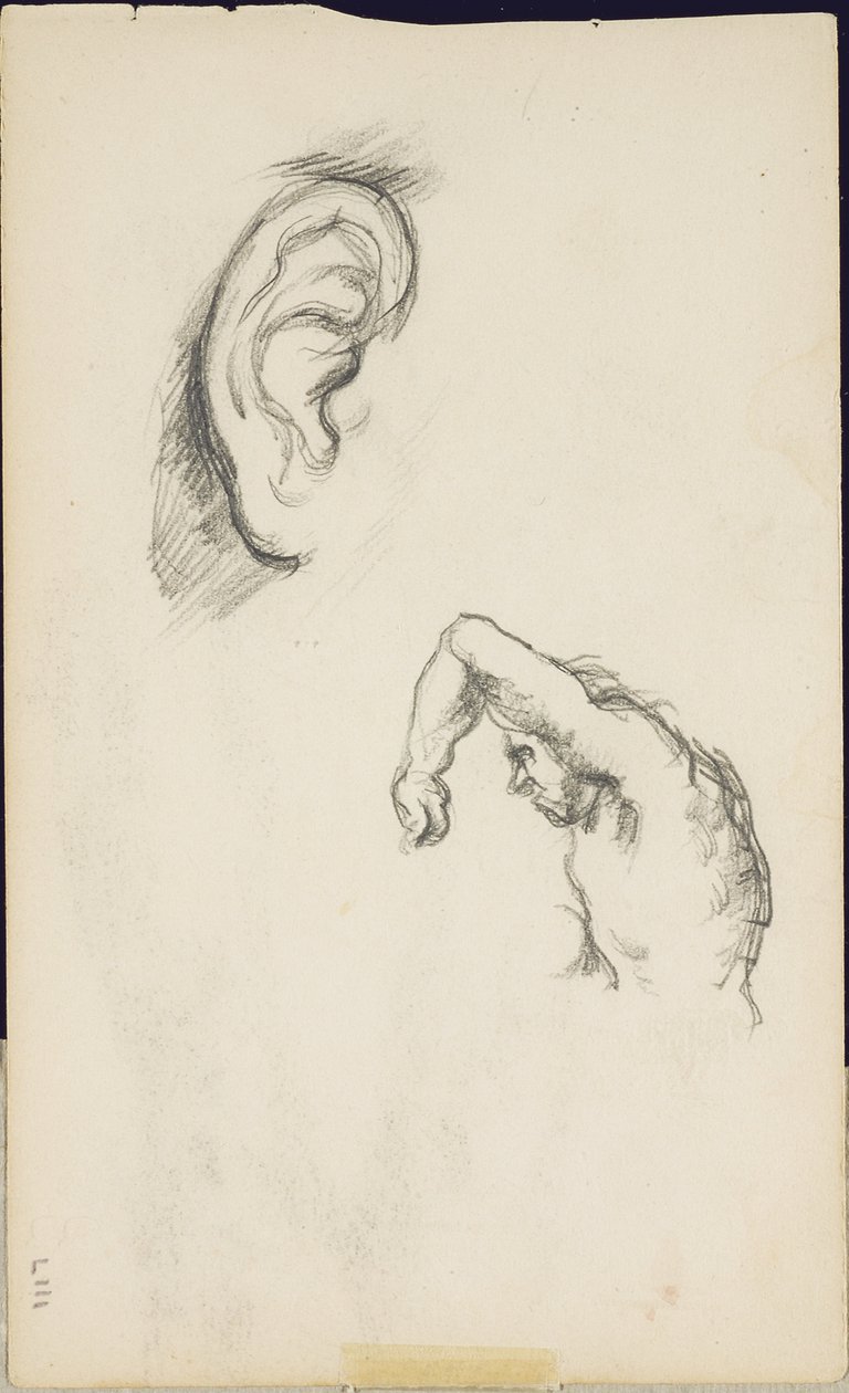 लुका सिग्नेरी के बाद के अध्ययन: एक कान और एक आदमी का एक चित्र, c.1877-80 द्वारा पॉल सेज़ेन
