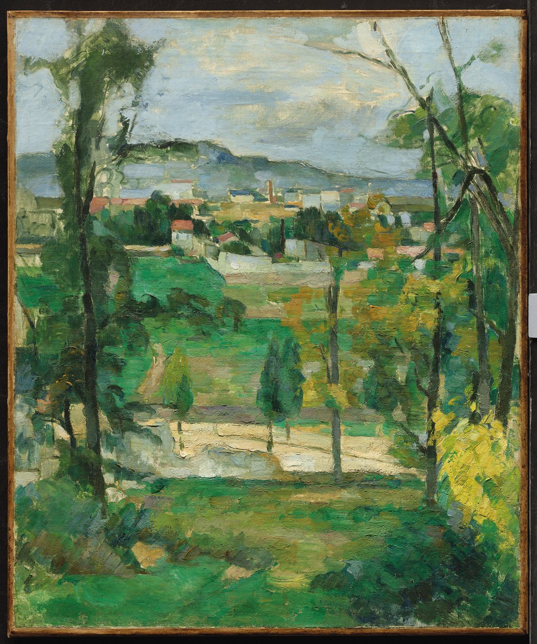 पेड़ों के पीछे गांव, -le-de-France, c.1879 द्वारा पॉल सेज़ेन