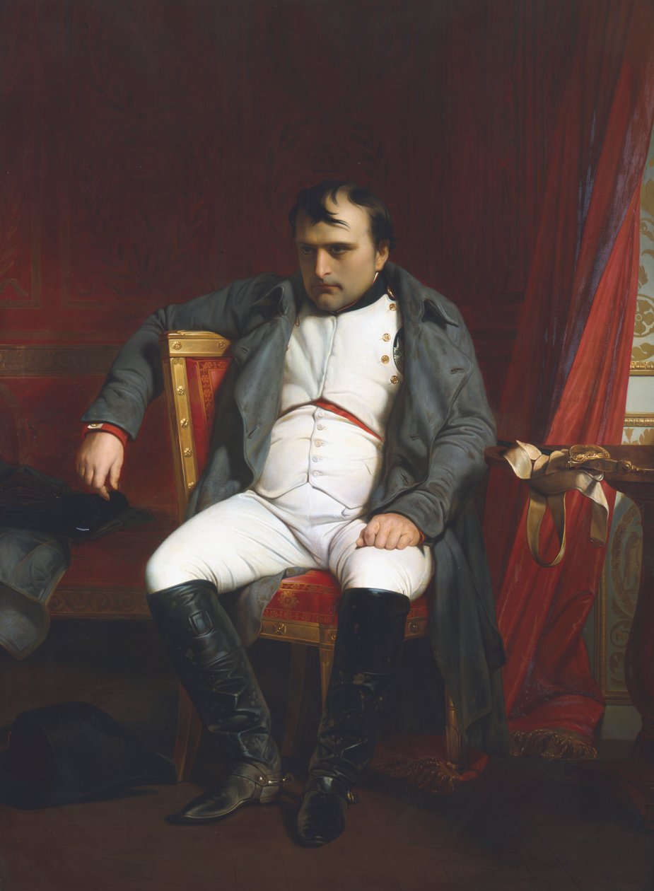 'नेपोलियन फॉनटेनब्लियू में पहले पदत्याग के दौरान - अप्रैल 1814' द्वारा पॉल डेलारोच