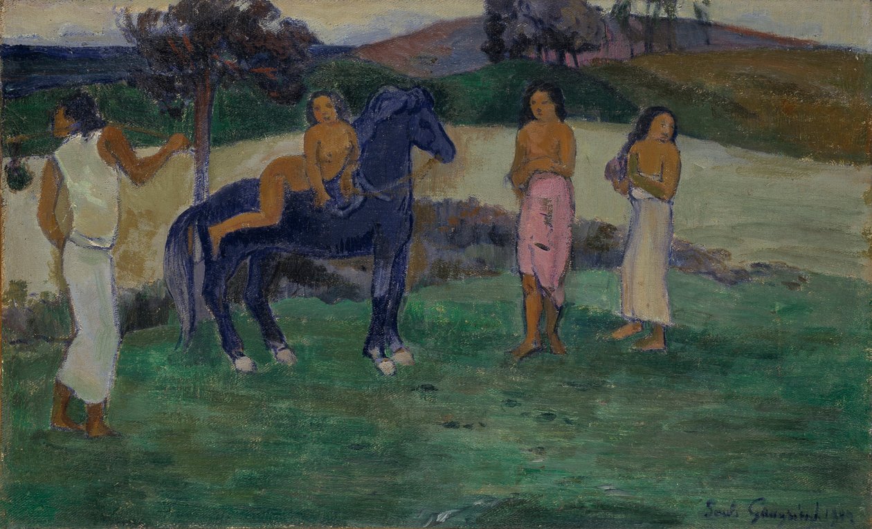 आकृति और एक घोड़े के साथ रचना, 1902। द्वारा पॉल गाउगिन