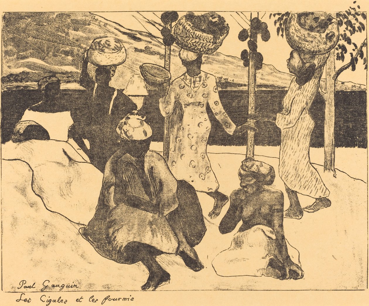 टिड्ड्स एंड एंट्स: ए मेमोरी ऑफ़ मार्टीनिक द सिकाडस एंड द एंट्स, 1889। द्वारा पॉल गाउगिन